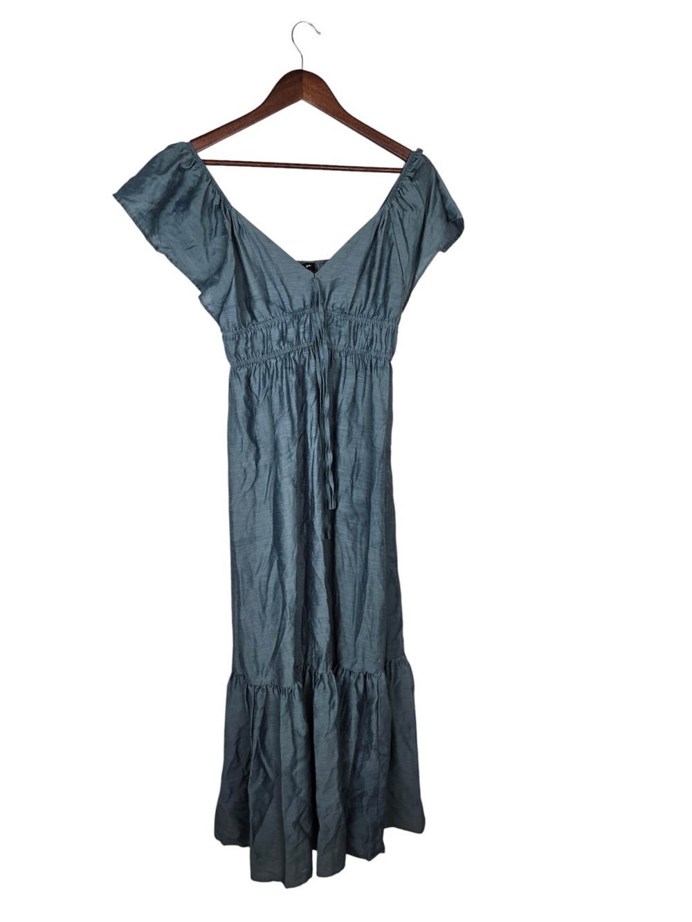 Blu Pepper Teal Sweetheart Shirred Maxi Dress SZ S Cottagecore - Picture 5 of 9